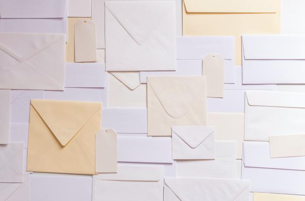 Envelopes in different sizes and shades