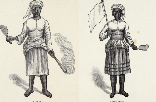 To tegninger af den samme kvinde, oprørsleder Queen Mary